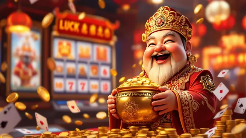 Tampilan permainan slot dengan reel dan simbol bertema